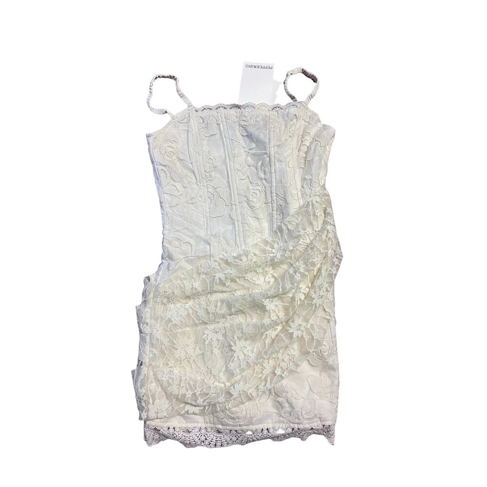 PEPPERMAYO Womens Mini Dress US0 XXS White Lace Corset NWT Adjustable Straps